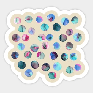 Colorful Ink Dots Pink blue navy Sticker